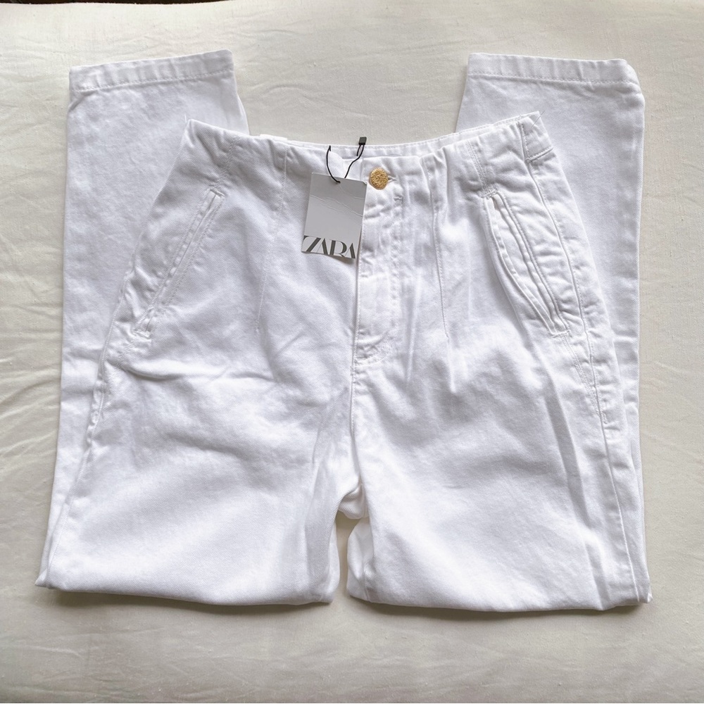 🐚 ZARA WHITE HIGH RISE BAGGY JEANS! - Picture 6 of 12
